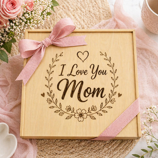 Design Your Own I Love You Mom Engraved Wooden Gift Box