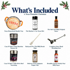 What's included in A Texas Pitmaster Christmas from The Texas Gift Company: each included item individually labeled.