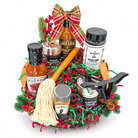 Christmas BBQ gift with eight grilling favorites in the Texas Homestead Handle Tray on white.