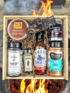 The BAD ASS Personalized Texas BBQ Box shown as a custom Texas BBQ gift with commanding style