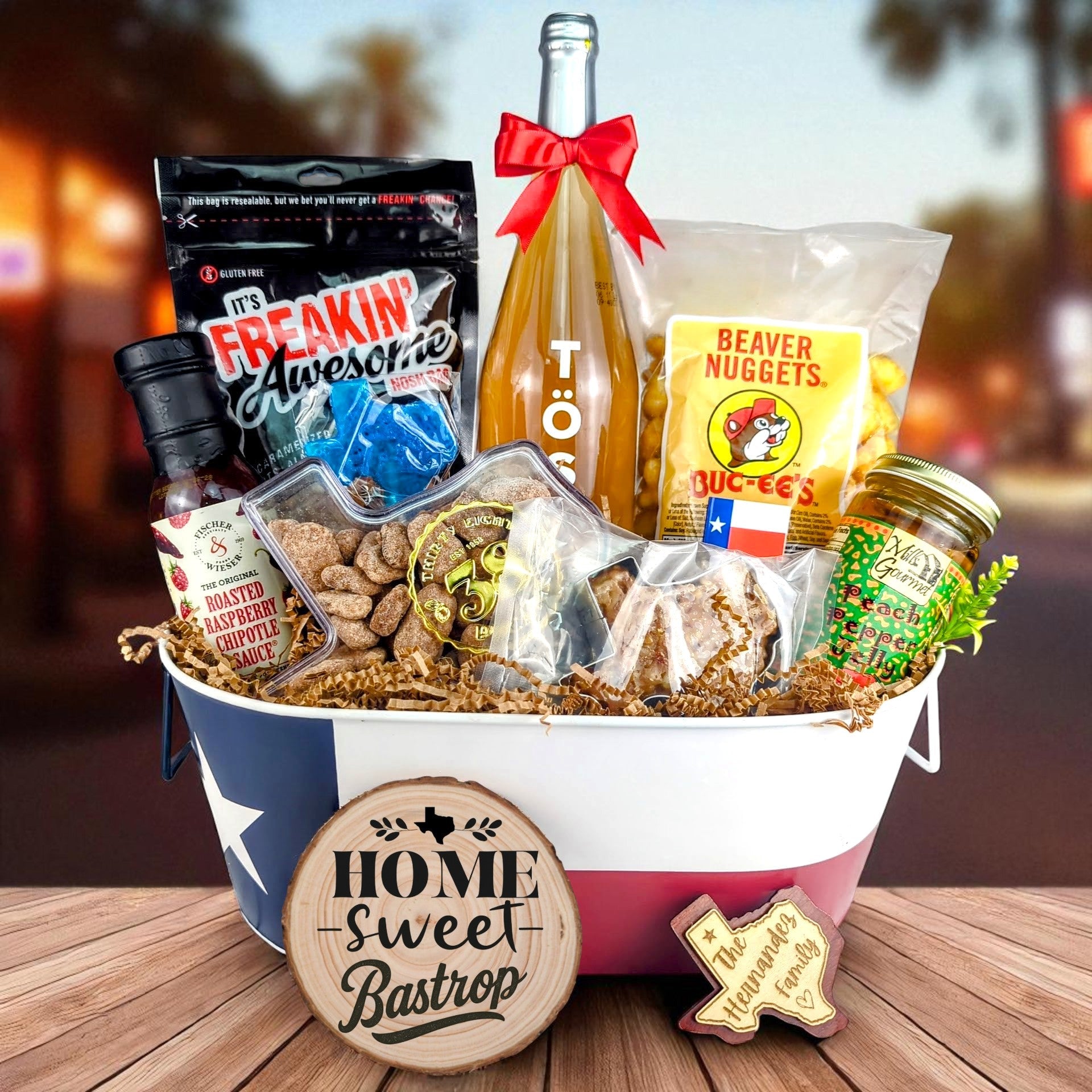 Bastrop Texas Toast & Treats Home Basket from The Texas Gift Company