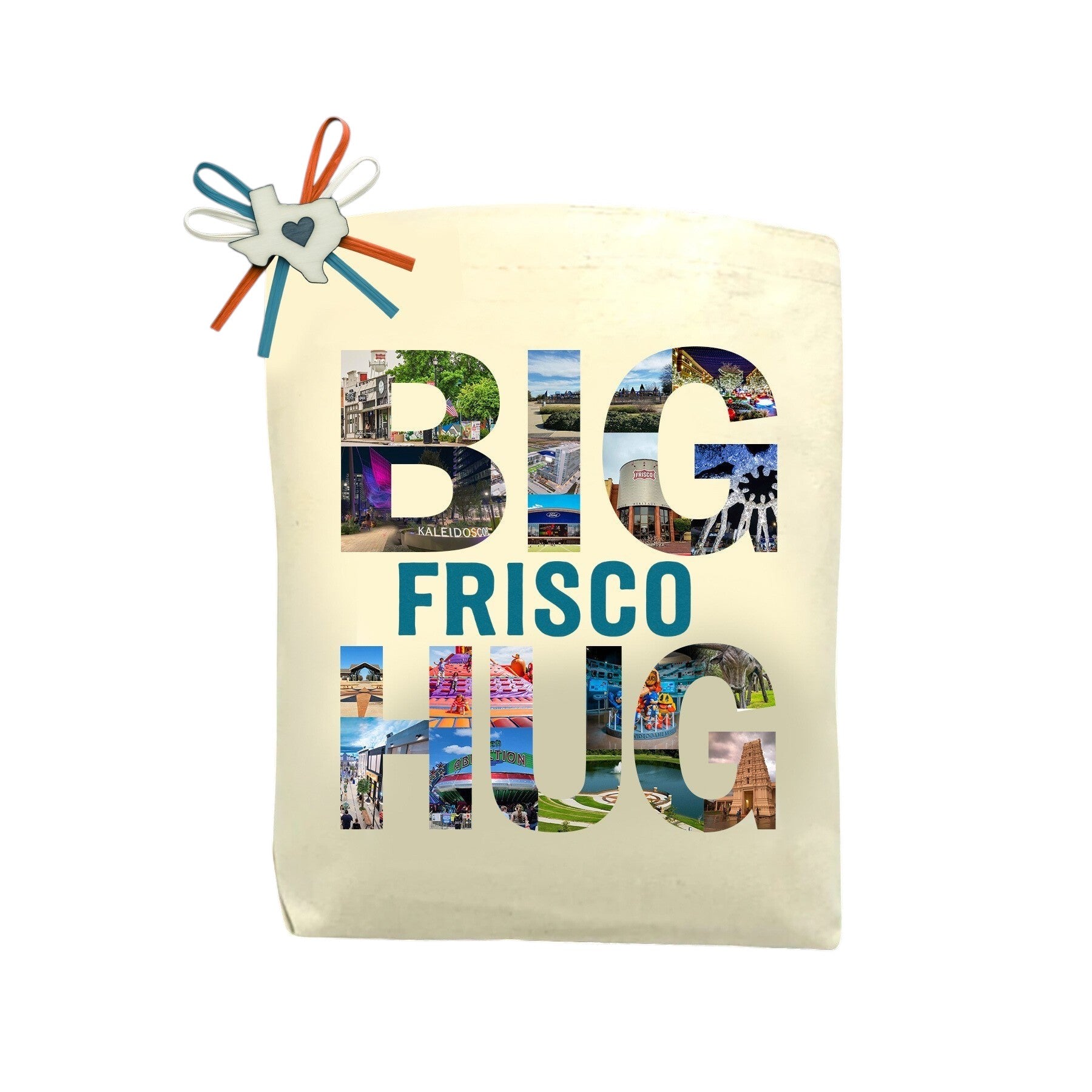 Big Frisco Hug Highlights Edition Tote Bag featured as a Frisco-inspired Texas tote