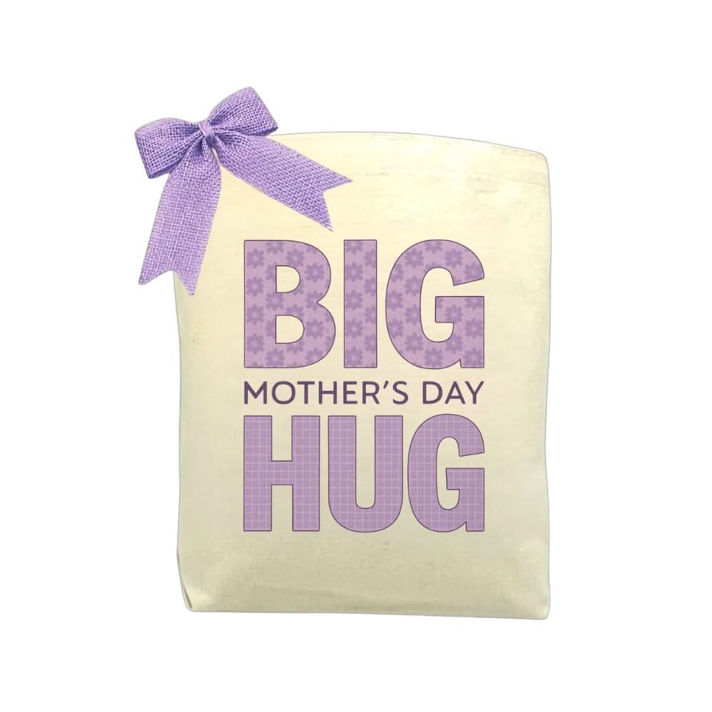Big Mother’s Day Hug Tote Bag shown with a warm and loving Mother’s Day message