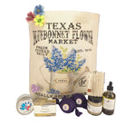 Bluebonnet Bliss spa gift tote filled with relaxation and self-care items