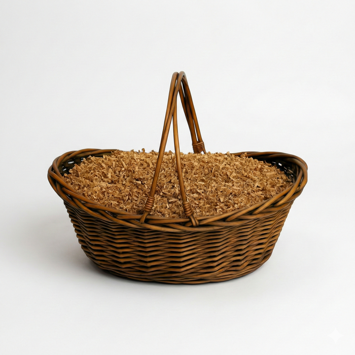 Brown Willow Basket w/Double Drop Handles