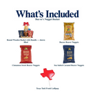 What's included in Buc-ee’s Nugget Bucket from The Texas Gift Company: each included item individually labeled.