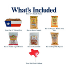 What's included in Buc-ee’s Snack Stack from The Texas Gift Company: each included item individually labeled.