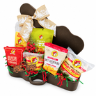 Buc-ee’s Christmas Road Trip curated guitar case gift with six snacks, a Texas truck magnet and holiday ribbon on a white background.