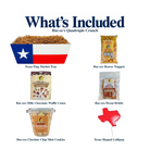 What's included in Buc-ee's Quadruple Crunch from The Texas Gift Company: each included item individually labeled.