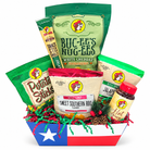 Head-on Buc-ee’s Spicy Christmas Crunch in Texas flag tray on white background