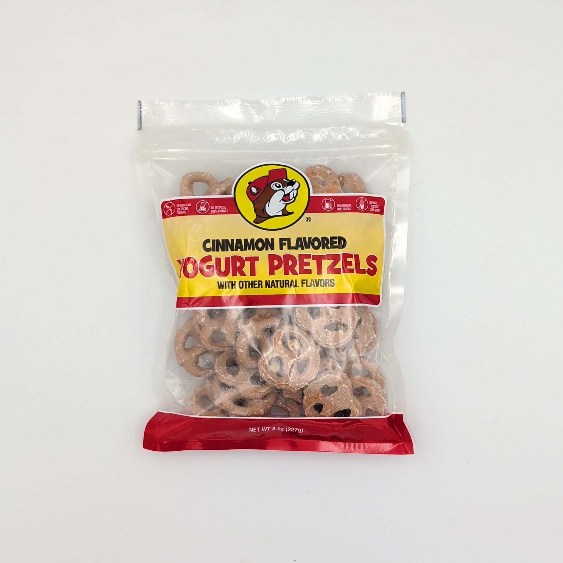 Buc-ee’s cinnamon yogurt–coated pretzels packaged as a sweet Texas snack gift from The Texas Gift Company storefront