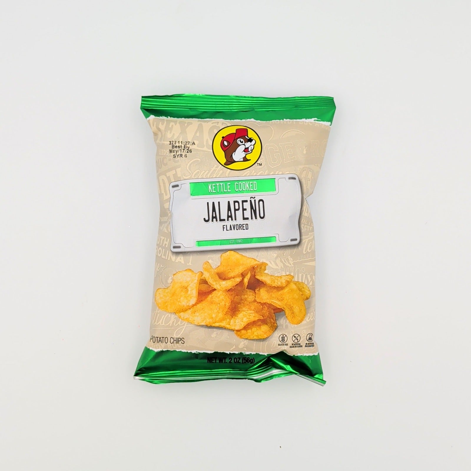 uc-ee’s jalapeño kettle chips shown in a snack bowl as part of a Texas gift assortment from The Texas Gift Company storefront