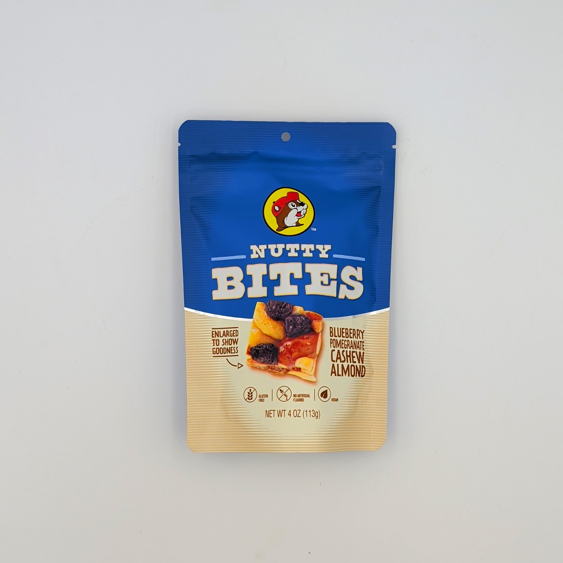Buc-ee’s Nutty Bites blueberry pomegranate cashew and almond mix packaged as a sweet and nutty Texas snack gift from The Texas Gift Company storefront