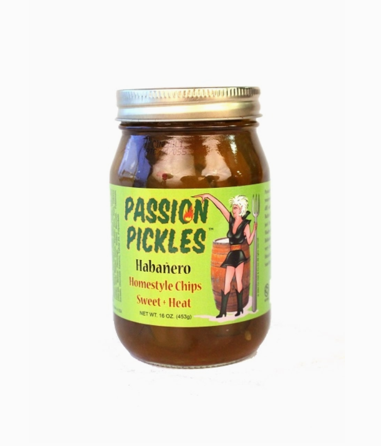 Cin Chili & Co. habanero passion pickles jar displayed as a sweet and spicy Texas gourmet pickle gift from The Texas Gift Company storefront