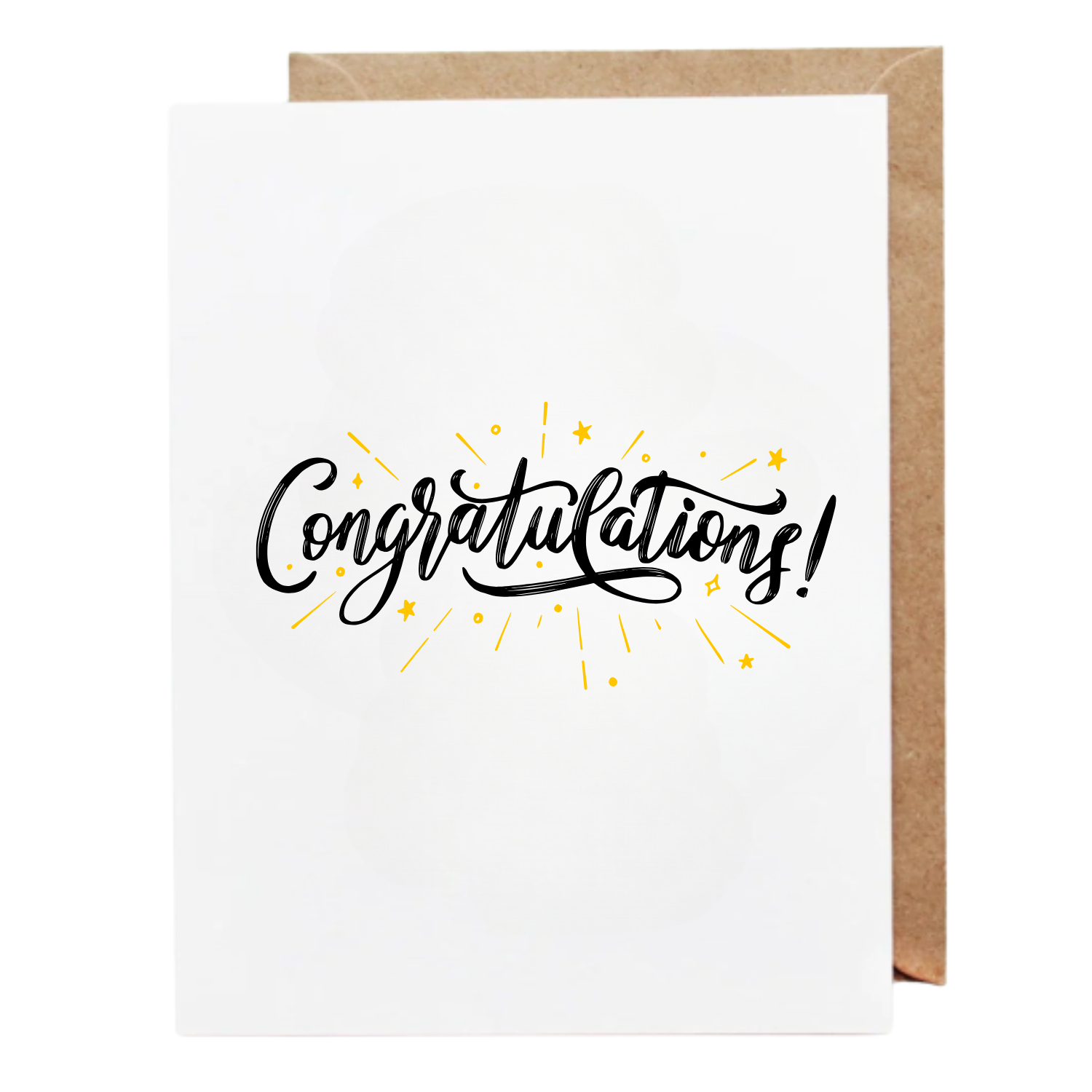 Modern Congratulations graduation card with bold black lettering and celebratory accent lines.