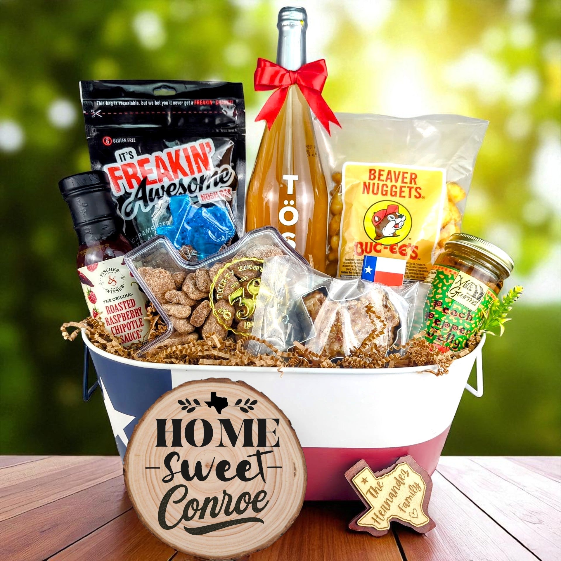 Conroe Texas Home Toast & Treats Basket from The Texas Gift Company