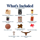 What's included in Cozy Nights in Texas from The Texas Gift Company: each included item individually labeled.