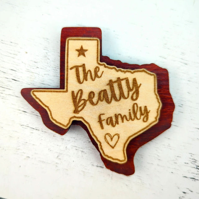 Custom Engraved 3"x3" Texas Magnet w/Family Name