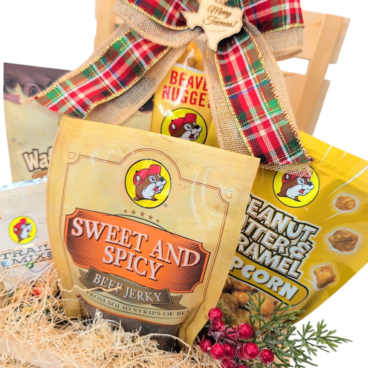 Buc-ee’s Merry Texmas Snack Crate detail