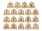 Types of a dog breed ornament showing the personalized pet name detail from The Texas Gift Company