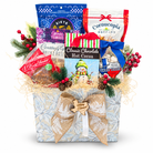 Frosted Texas Christmas Box in a winter-white basket box with festive sweets and cocoa