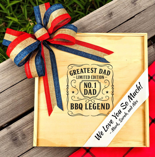 Design Your Own Greatest Dad - BBQ Legend Engravable Wood Gift Box