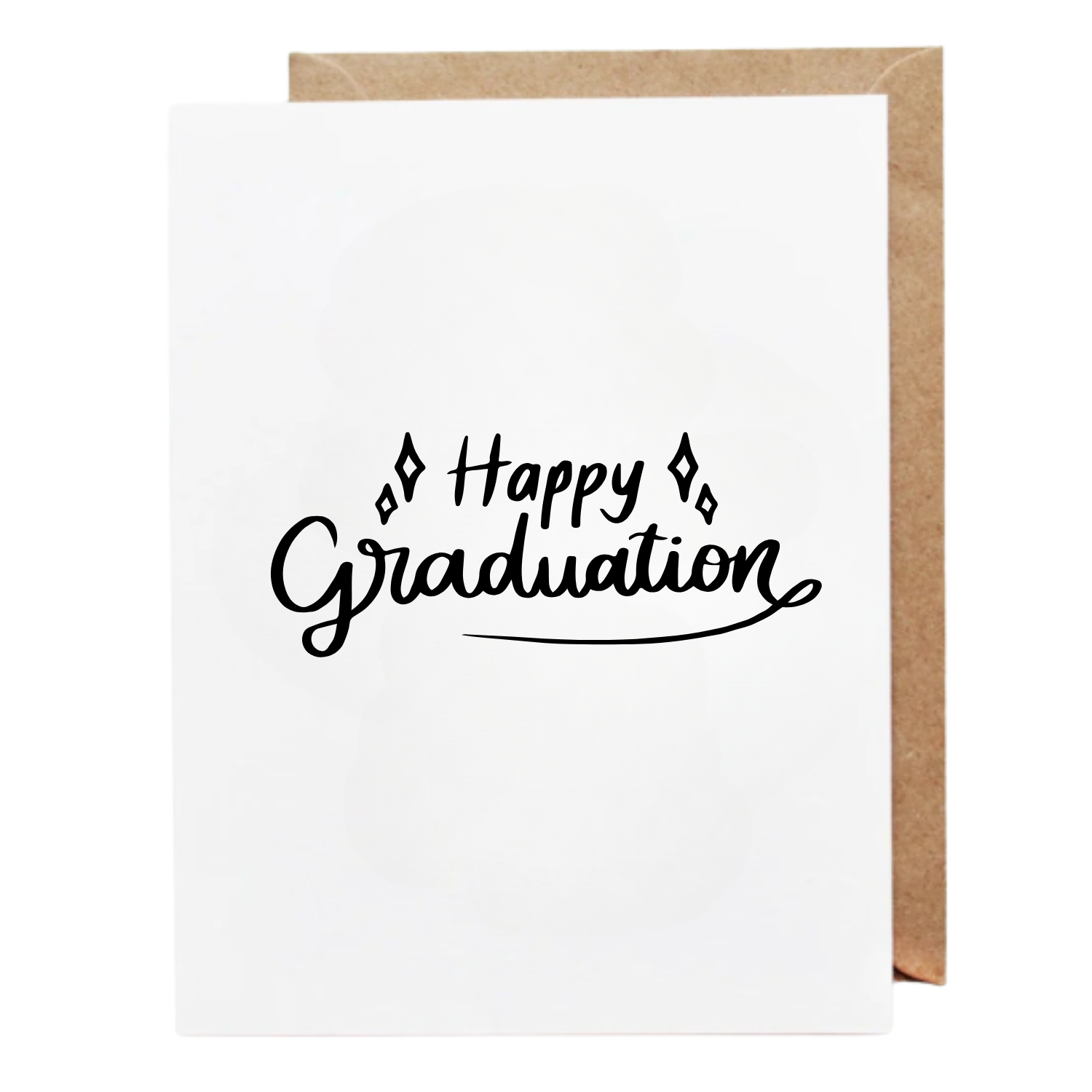 Happy Graduation greeting card with elegant handwritten script typography on a white background