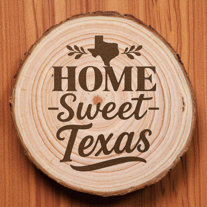 Home Sweet Texas Wood Slice Coaster