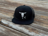 High Cotton Hat Co Cow Skull Flat Bill Black