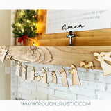 Rough 2 Rustic Natural Wood Nativity Garland
