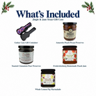 What's included in Jingle & Jam Texas Gift Case from The Texas Gift Company: each included item individually labeled.