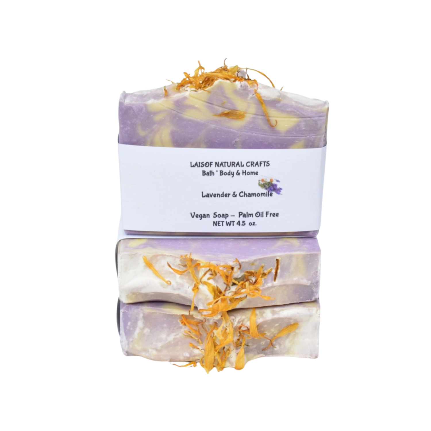 Lavender and chamomile soap bar displayed as a calming Texas bath and body gift from The Texas Gift Company storefront