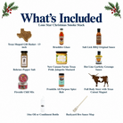 What's included in Lone Star Christmas Smoke Stack from The Texas Gift Company: each included item individually labeled.