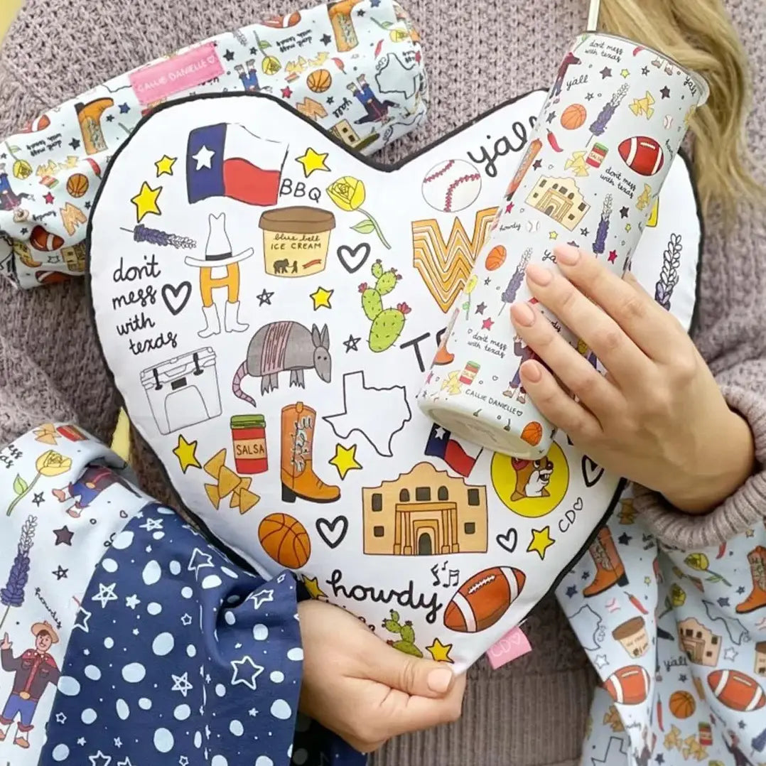 Love for Texas decorative pillow displayed as a Texas-themed home gift from a Texas gift shop storefront