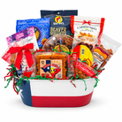 Merry & Bright Texas Bites holiday snack assortment in a Texas flag tin