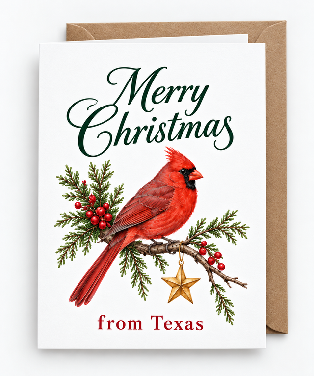 Merry Christmas from Texas — Cardinal Greeting Card
