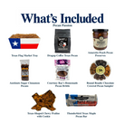What's included in Pecan Passion from The Texas Gift Company: each included item individually labeled.