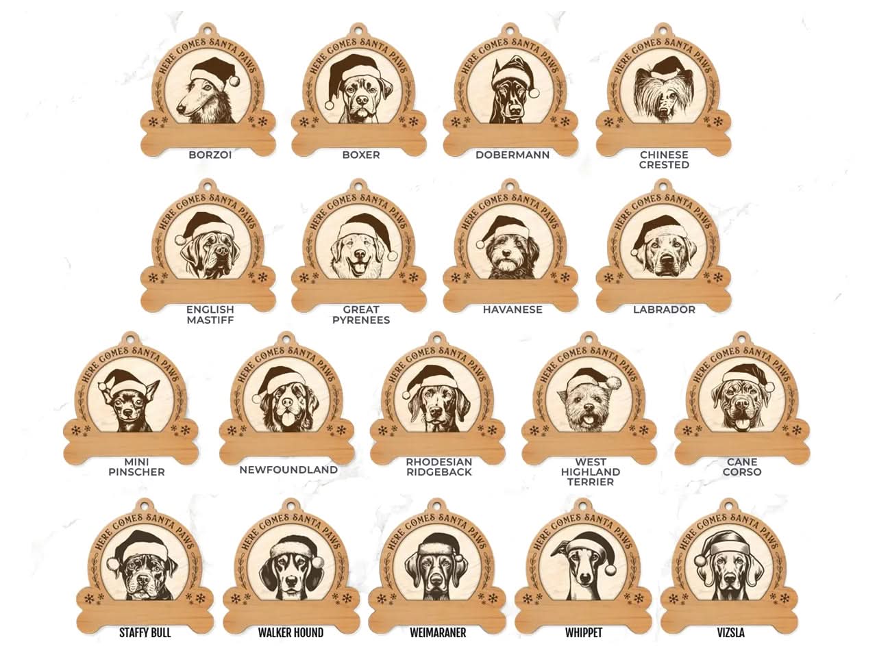 Personalized dog breed ornament as a keepsake gift from The Texas Gift Company storefront