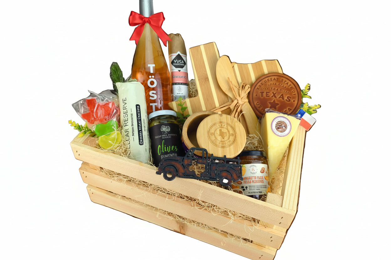 Texas farmhouse-style charcuterie crate styled for casual entertaining