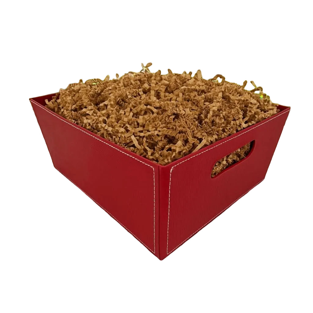 Red market tray featured as a bold serving and gift presentation tray