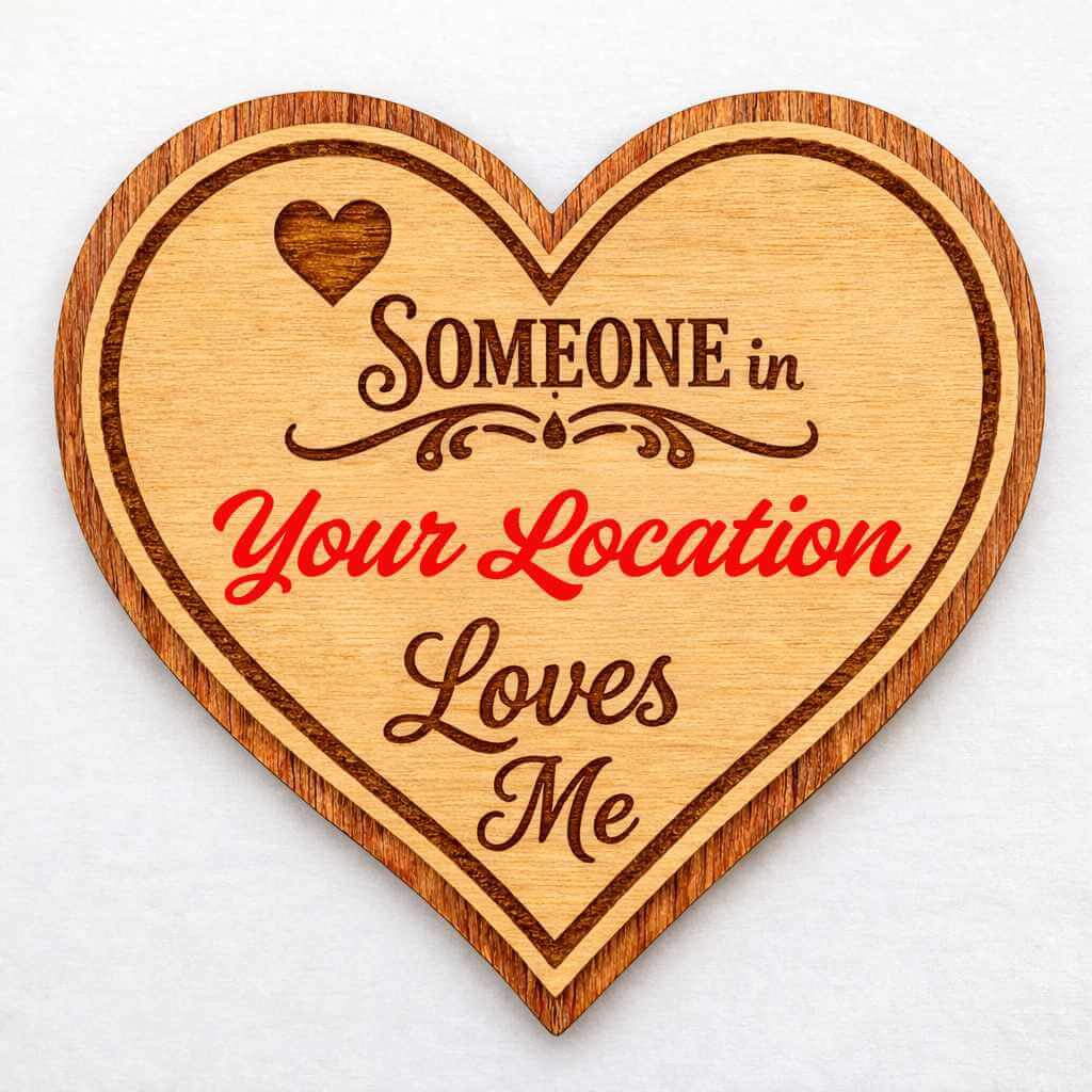 Someone In (Location) Loves Me Heart Magnet