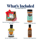 What's included in Texas BBQ Sampler Box from The Texas Gift Company: each included item individually labeled.