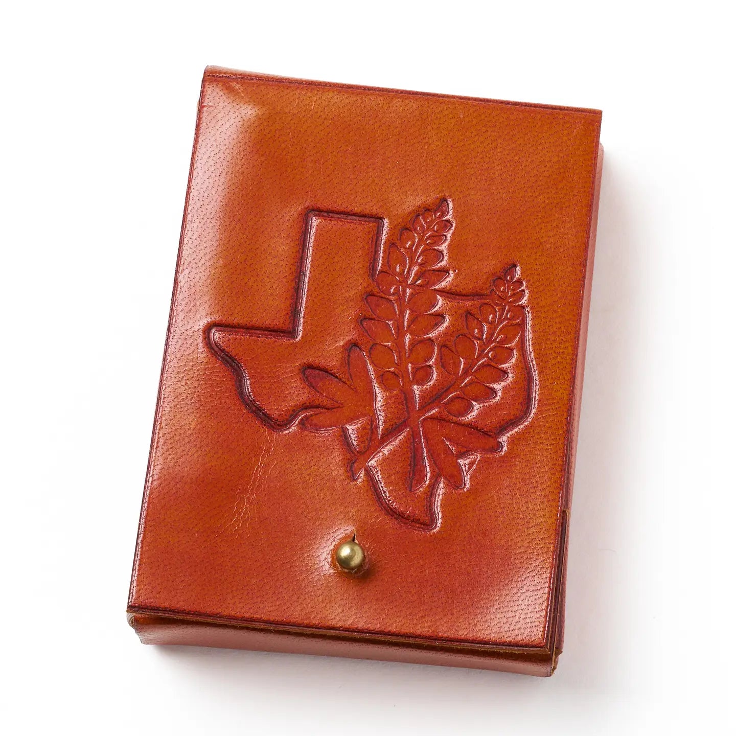 Texas Bluebonnet leather playing cards set displayed as a Texas-themed gift from a Texas gift shop storefront