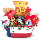 Texas Christmas Comforts in a Texas flag metal tin, straight-facing view on a white background