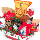 Angled white-background view of Texas Christmas Comforts, with nine Texas food favorites and keepsakes