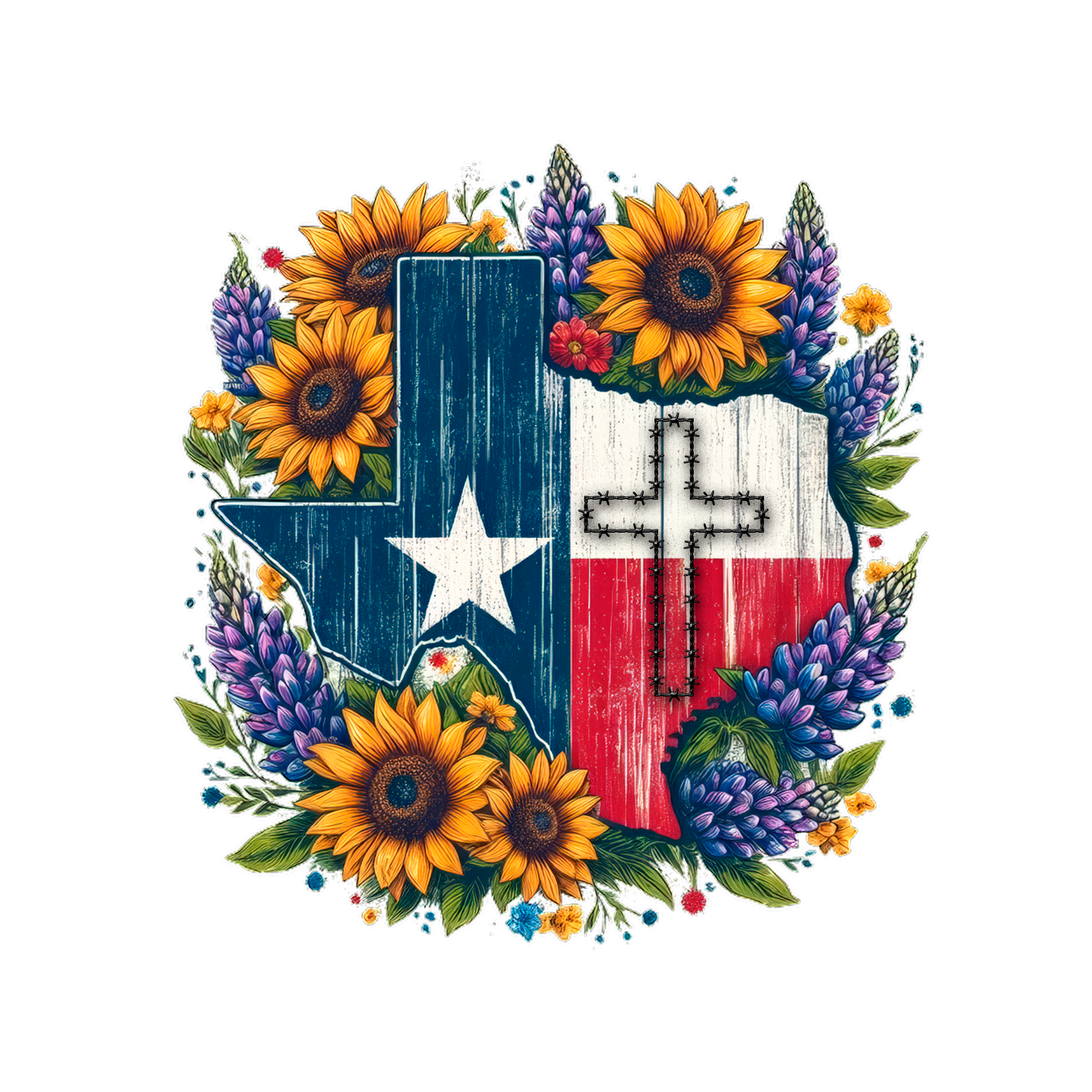 Texas Faith & Flowers Tote Bag shown blending Lone Star pride with spiritual inspiration