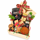 Angled view of Texas Fireside Favorites curated Christmas gift box on a white background