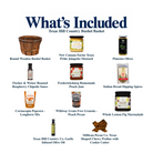 What's included in Texas Hill Country Bushel Basket from The Texas Gift Company: each included item individually labeled.