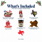 What's included in Texas Merry & Bright Christmas Basket from The Texas Gift Company: each included item individually labeled.