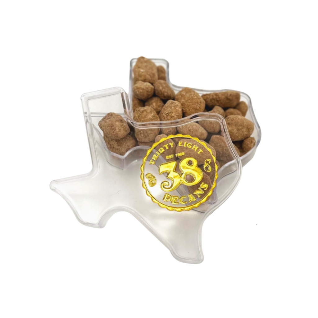 Texas Roadie cinnamon spice pecan gift box displayed as a premium Texas nut gift from The Texas Gift Company storefront